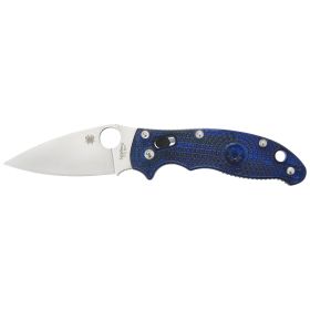 Spyderco, Manix 2, 3.37" Knife, Translucent Blue, Circle Thumb Hole/Pocket Clip