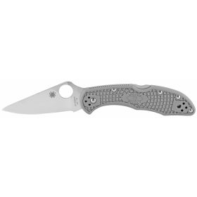 Spyderco, Spyderco, Delica4 Knife, Circle Thumb Hole/Pocket Clip, Grey FRN