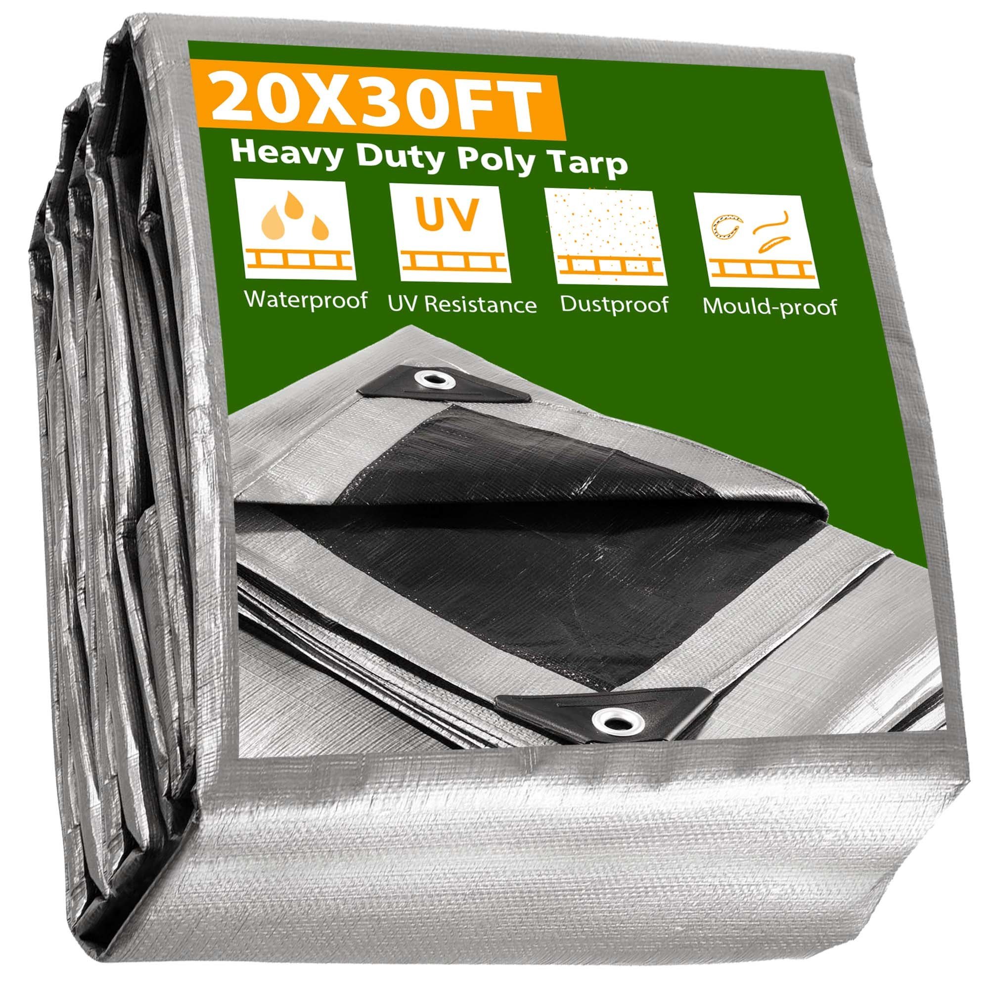 20x30ft Heavy Duty Poly Tarp/ Silver+Black 20x30ft Heavy Duty Poly Tarp/ Silver+Black
