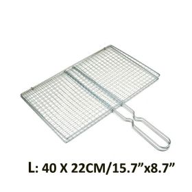 1pc Stainless Steel Vegetable BBQ Grilling Basket; Easy To Clean Grill Basket; Grill Accessories; Portable Folding Fish Grilling Basket With Removable (Size: L)