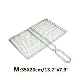1pc Stainless Steel Vegetable BBQ Grilling Basket; Easy To Clean Grill Basket; Grill Accessories; Portable Folding Fish Grilling Basket With Removable (Size: M)
