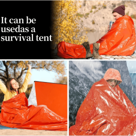 Portable Lightweight Emergency Sleeping Bag, Blanket, Tent - Thermal Bivy Sack For Camping, Hiking, And Outdoor Activities - Windproof And Waterproof (Color: Orange, Type: Sleeping Bag)
